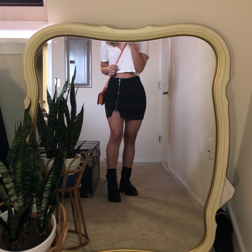 Black denim mini